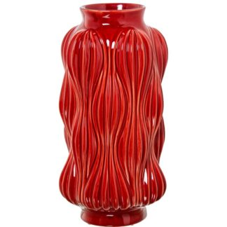 Jarrón Cerámica 38cm Rojo Brillo 20x20x38cm Boca:ø9,5cm