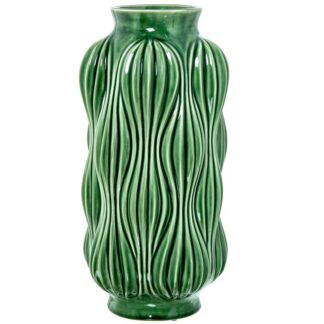 Jarrón Cerámica 38cm Verde Brillo 20x20x38cm Boca:ø9,5cm