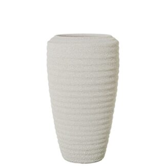 Jarrón Cerámica 40cm Beige Arena Ondulado Ø22x40cm