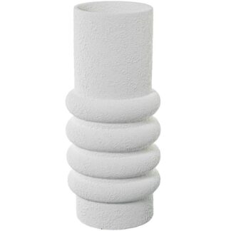Jarrón Cerámica 40cm Blanco Arena Rústica Ø18x40cm, Boca:ø14cm