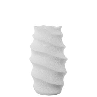 Jarrón Cerámica 40cm Ondulado Blanco Mate 22x15x40cm