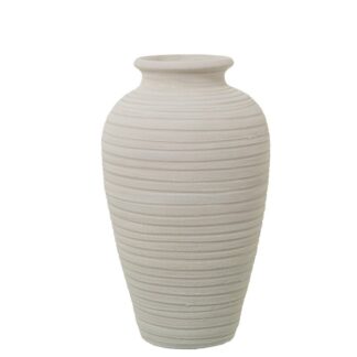 Jarron Ceramica 40cm Ondulado Blanco Mate Ø24x40cm