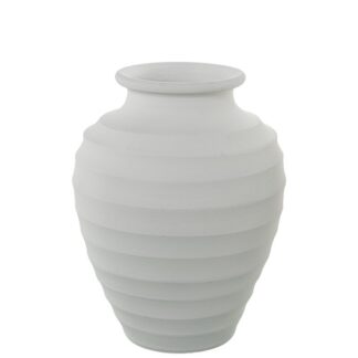 Jarrón Cerámica 42cm Ondulado Blanco Mate 35x42cm