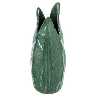 Jarron Ceramica 45cm Hojas Verde Jaspeado 17x45cm