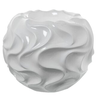 Jarrón Cerámica Ø50cm Blanco Brillo Ø50x40cm