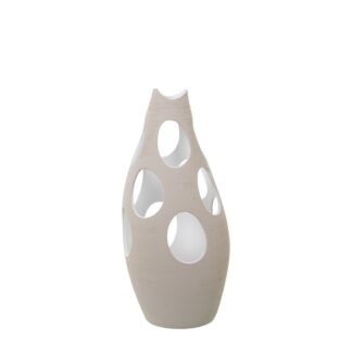 Jarrón Cerámica 50cm Rayado Crudo C/agujeros Círculos Ø23x50cm