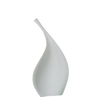 Jarron Ceramica 56cm Hoja Blanco/oro Acabado Arena 27x17x56cm