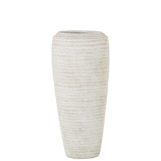 Jarrón Cerámica 60cm Beige Arena Ondulado Ø30x60cm