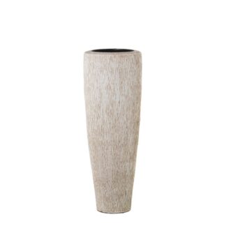 Jarrón Cerámica 60cm Blanco Rayado Beige Ø22x60cm