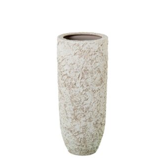 Jarrón Cerámica 60cm Blanco Rustico Ø26x60cm