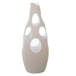 Jarron Ceramica 70cm Rayado Crudo C/agujeros Circulos Ø26x70cm