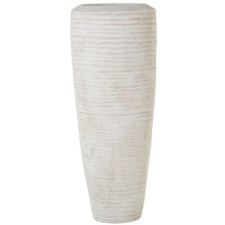 Jarrón Cerámica 80cm Beige Arena Ondulado Ø35x80cm