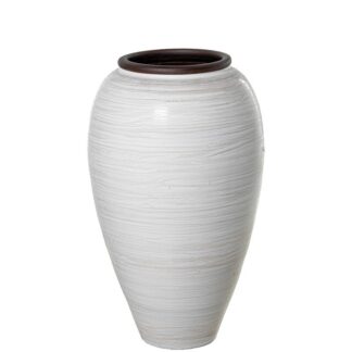 Jarrón Cerámica 80cm Blanco/beige Brillo Boca Marrón Oscuro Ø45x80cm Boca:ø28cm