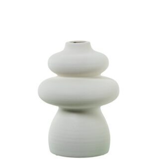 Jarron Ceramica Abstracto 25cm Crema Rugosa Ø18x25cm