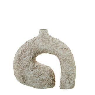 Jarron Ceramica Abstracto 30cm Blanco Rustico 30x12x30cm