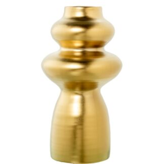 Jarron Ceramica Abstracto 32cm Oro Mate Ø17x32cm