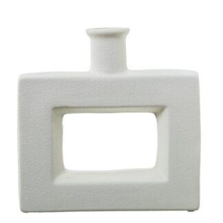 Jarrón Cerámica Agujero 24cm Crema 23,5x6x24cm
