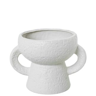 Jarrón Cerámica Blanco C/asas 26x19,5x19cm