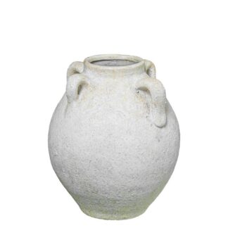 Jarrón Cerámica C/asas 24cm Blanco Rústico Ø20x24cm