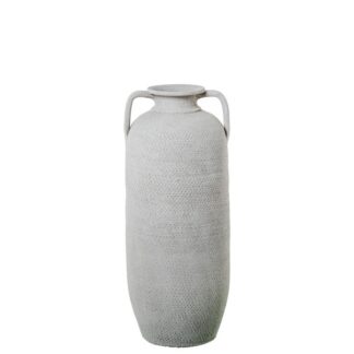 Jarrón Cerámica C/asas 60cm Blanco Arena Ø26x60cm