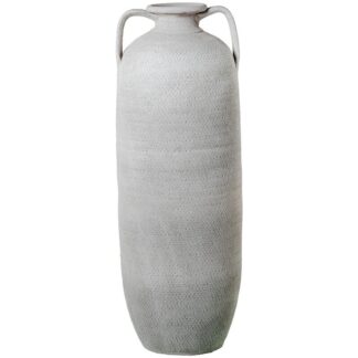 Jarrón Cerámica C/asas 80cm Blanco Arena Ø32x80cm