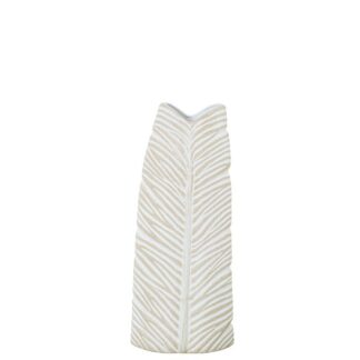 Jarron Ceramica Impermeable 50cm Blanco/beige 22x15x50cm