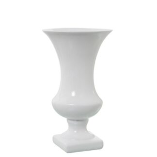 Jarrón C/pie Cerámica 33cm Blanco Brillo Ø19x33cm, Pie:11x11cm