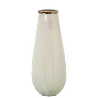 Jarrón Cristal 38cm C/filo Aluminio Dorado Ø15x38cm
