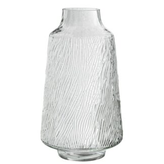 Jarrón Cristal Transparente Estriado Ø17,5x30cm