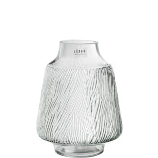 Jarrón Cristal Transparente Estriado Ø19x25cm