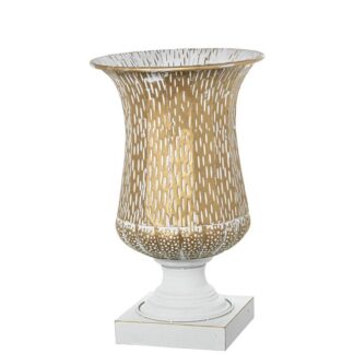 Jarrón Metal Copa Dorado C/pie Blanco Ø36,5x61cm