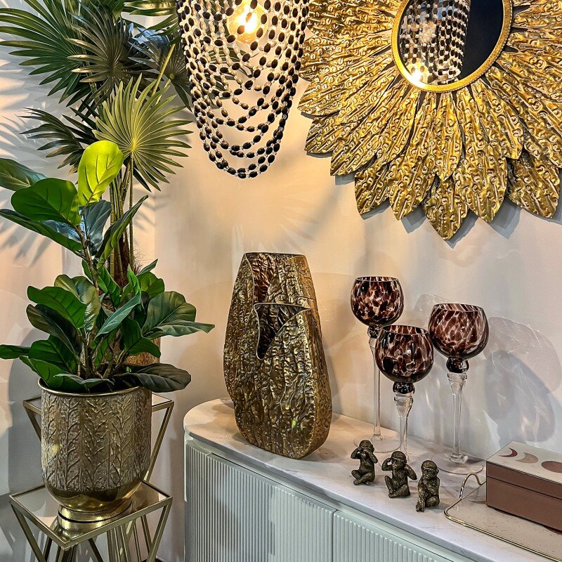 Jarrón Metal Dorado 32x13x44cm - Image 2