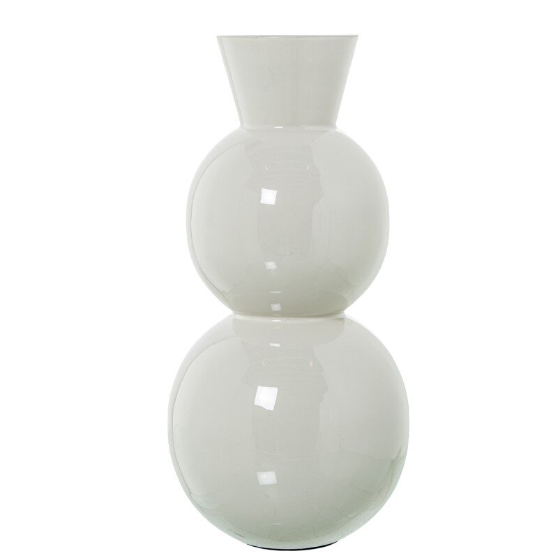 Jarron Metal Esmaltado Blanco Ø15x33cm