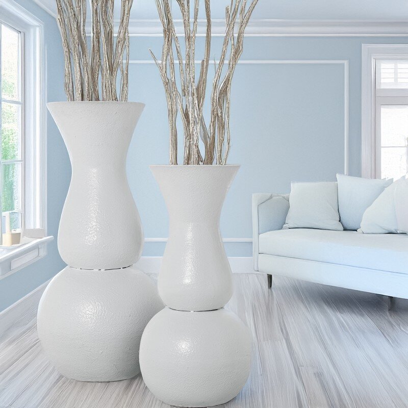 Jarrón Metal Hierro Blanco Ø36x75cm - Image 5
