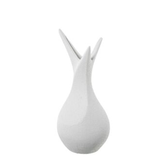 Jarrón Picos Cerámica 39cm Blanco Acabado Arena Ø18x39cm