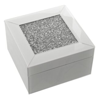 Joyero Cristal Blanco C/brillantes 14x14x8cm