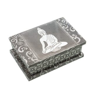 Joyero Metal Plateado Deco. Buda 15x10x5cm