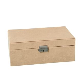 Joyero Polipiel C/espejo Beige C/cierre 25x15x9.5cm