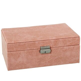 Joyero Polipiel C/espejo Rosa C/cierre 25x15x9.5cm