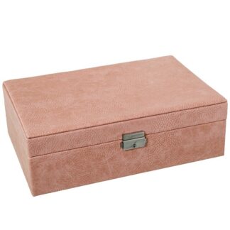 Joyero Polipiel C/espejo Rosa C/cierre 30x20x9.5cm