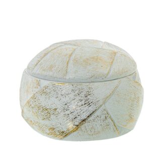 Joyero Resina Blanca/dorada Ø11,5x8cm