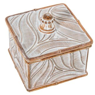 Joyero Resina Blanco Envejecdo 11x11x11cm