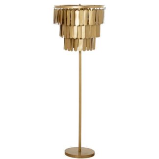 Lámpara De Pie Láminas Hierro Dorado +39433 1xe27 Max.25w No 50x50x150cm Cable:3,5m