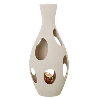 Lámpara Sobremesa Cerámica 60cm Beige Rugoso 26x26x60cm