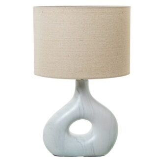 Lámpara Sobremesa Cerámica Blanca, 1xe27 Max.40w Ø32x50cm Base:26x9,5x26,5cm