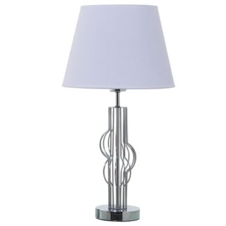 Lámpara Sobremesa Metal Plateado+92205, 1xe27,max.40w No In Ø30x57cm, Base:ø12x38cm