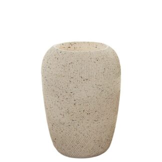 Macetero 73cm Fibra De Vidrio Estriado Crema Ø52x73cm Hueco:ø34x30cm