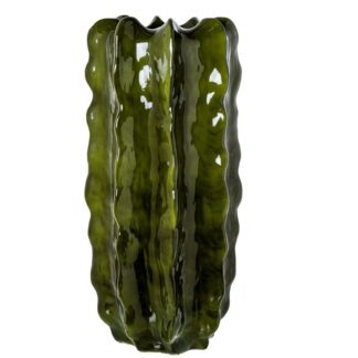 Macetero Cactus 90cm Cerámica Verde Oscuro Brillo Ø35x90cm Hueco:ø22x18cm