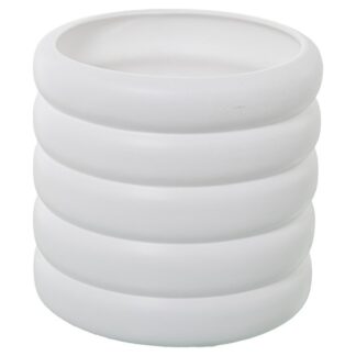 Macetero Cerámica Ondulado Blanco Mate Ø25x24cm