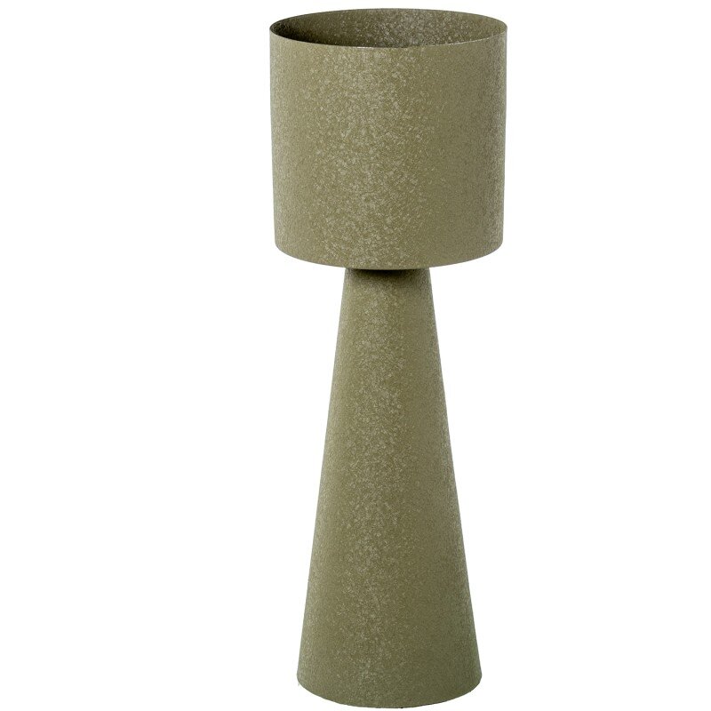 Macetero C/pie Metal Acabado Mate Verde Ø23,5x73cm